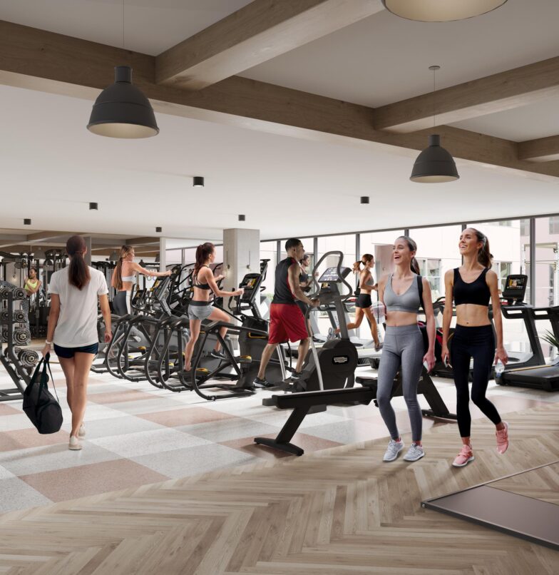 Rambler Columbus’ comprehensive fitness center is equipped with free weights, machines and a squat rack.