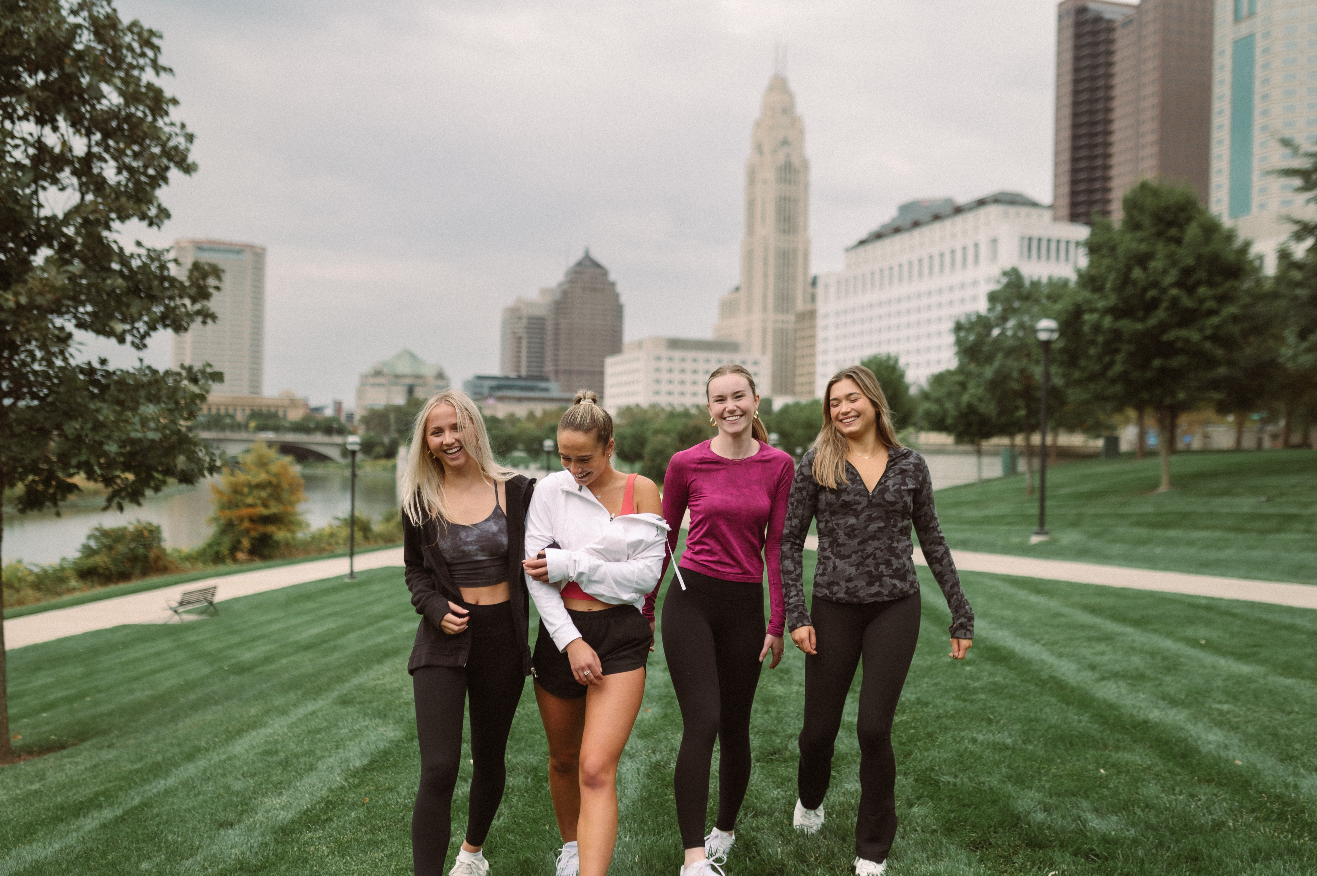 4 girls walking on socioto mile in columbus oh