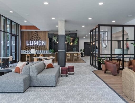 Lumen on Ninth Student Apartment lobby near OSU Columbus