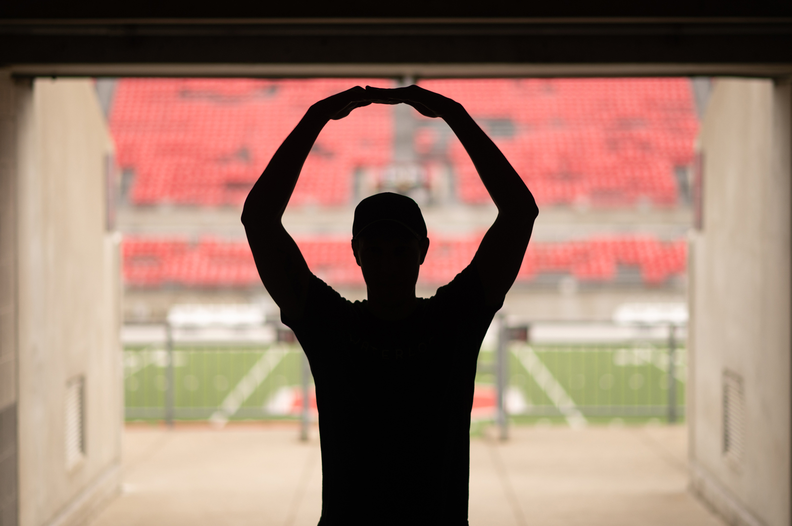 Ohio State student making The O at the Ohio State stadium