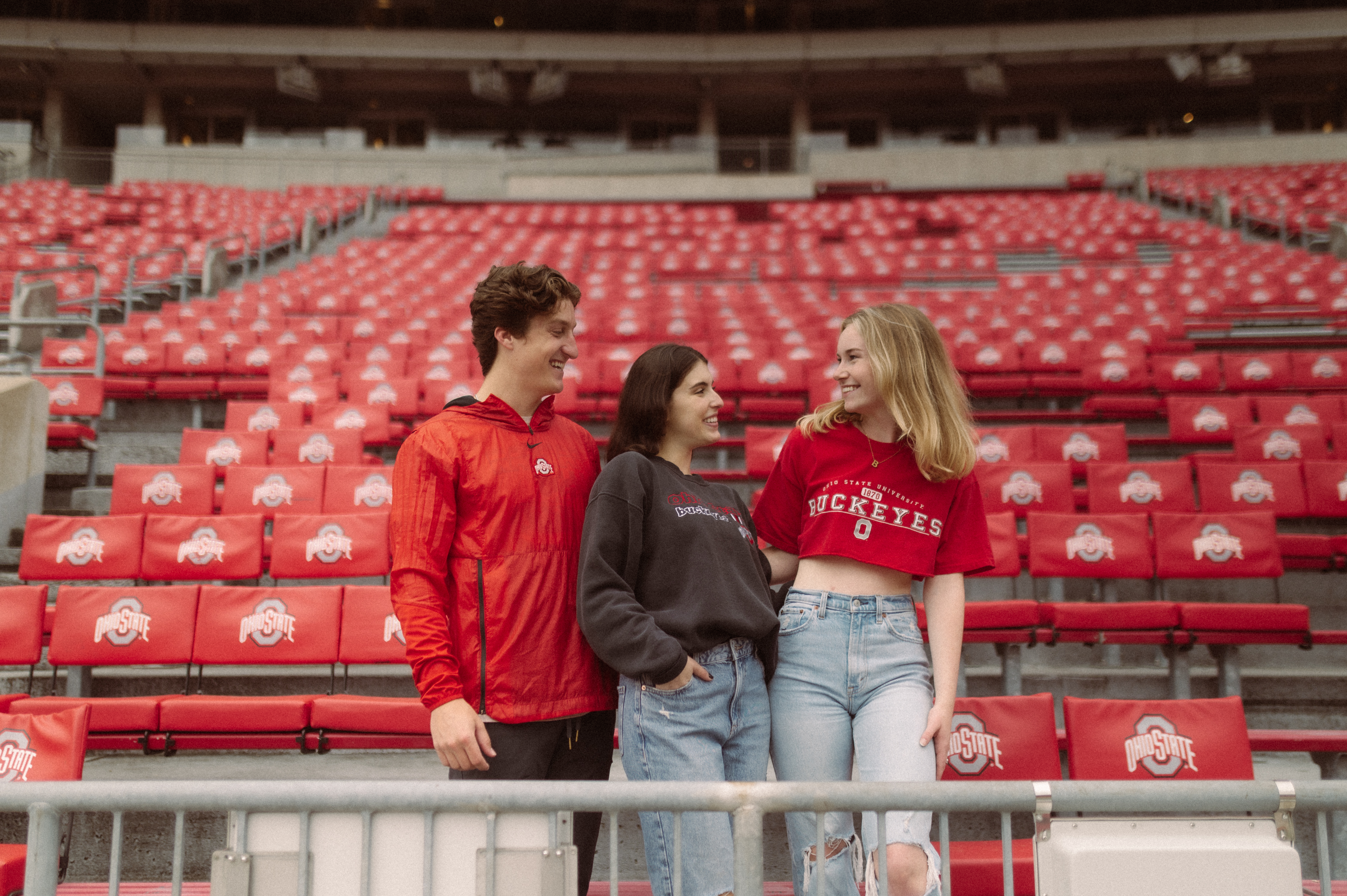 3 students in The Shoe on Ohio State's Campus