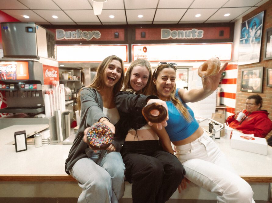 3 girls in buckeye donuts near osu