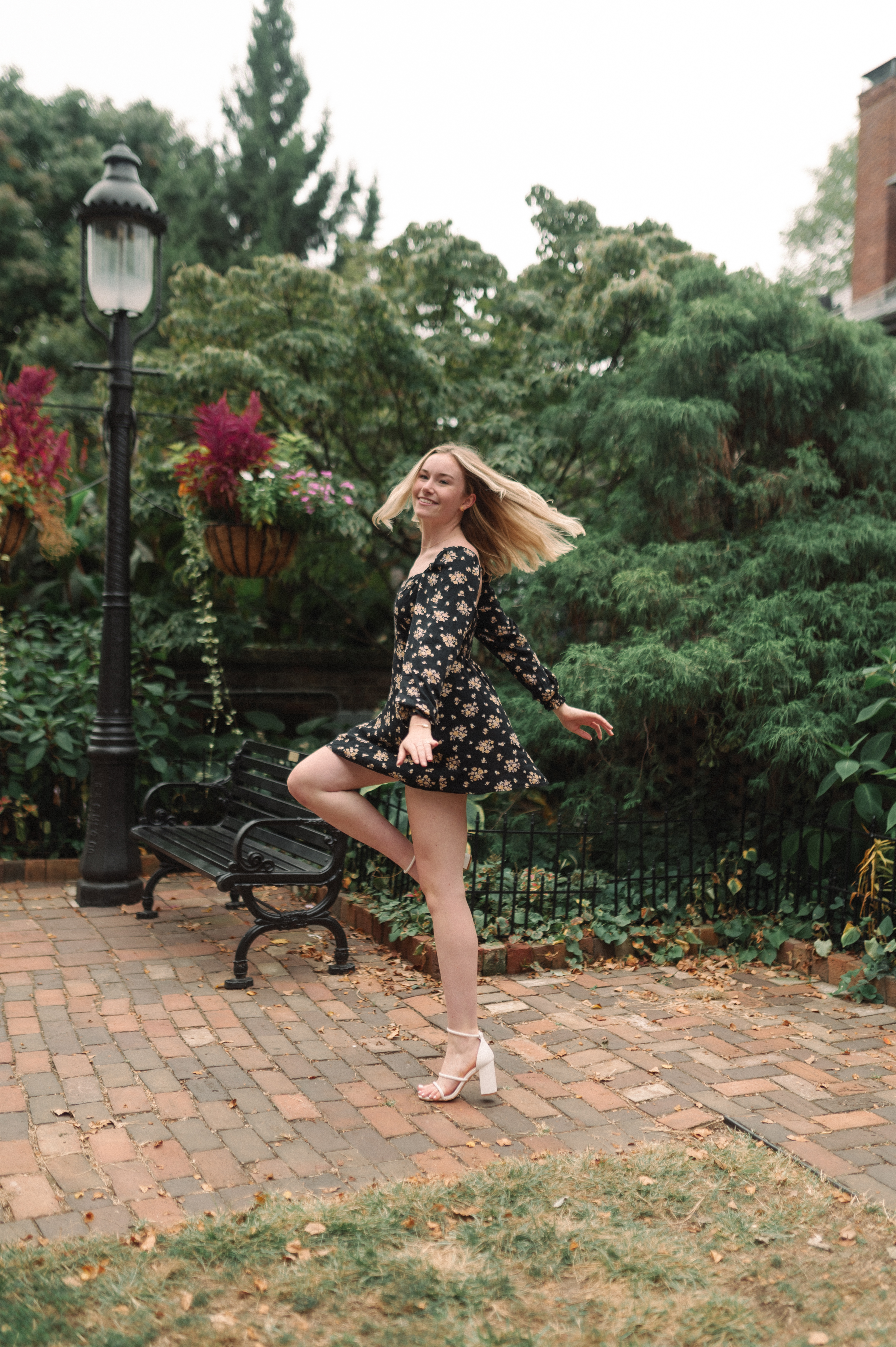 girl twirling in the german village on columbus ohio