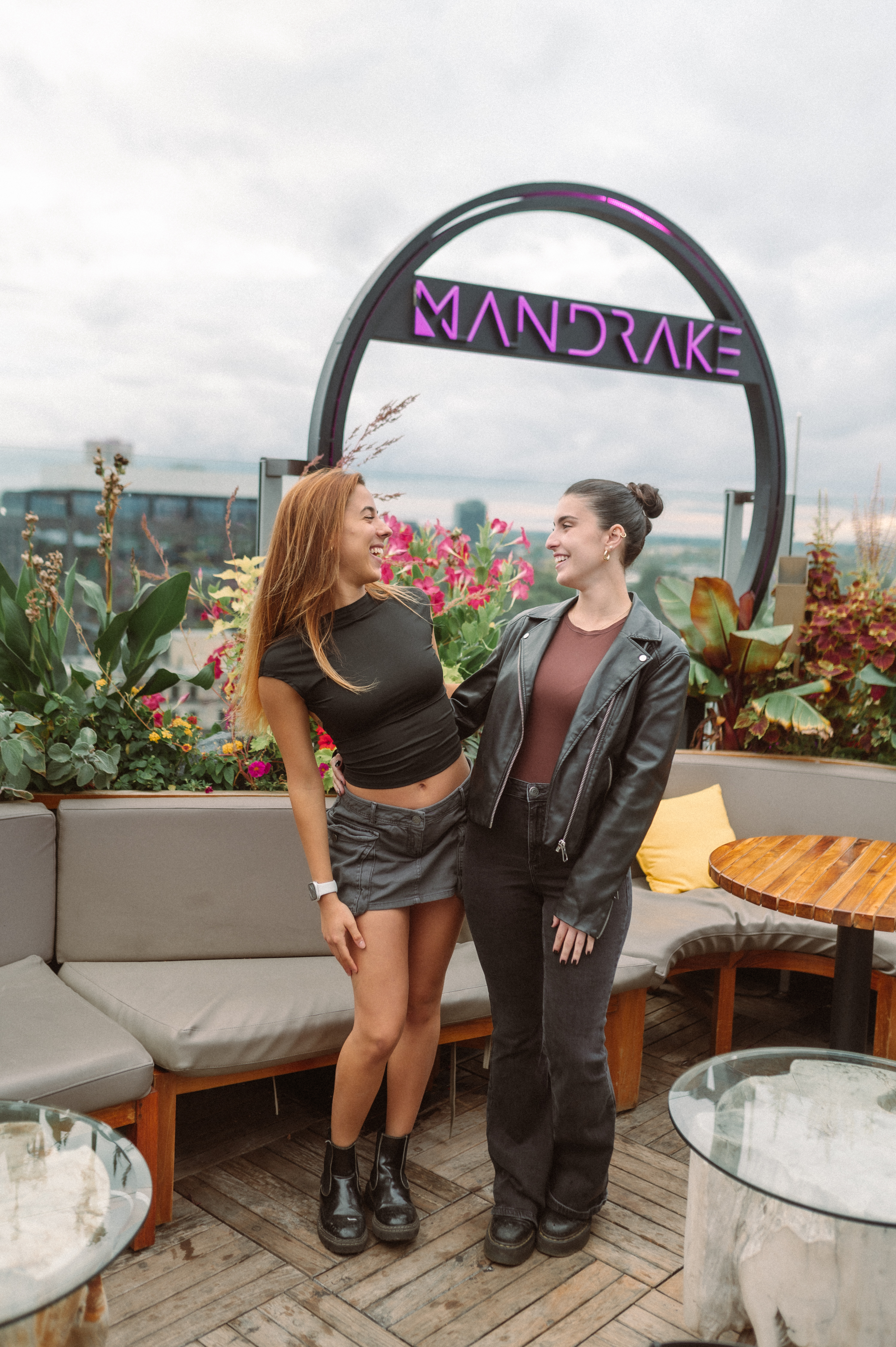 two girls on the mandrake rooftop near OSU