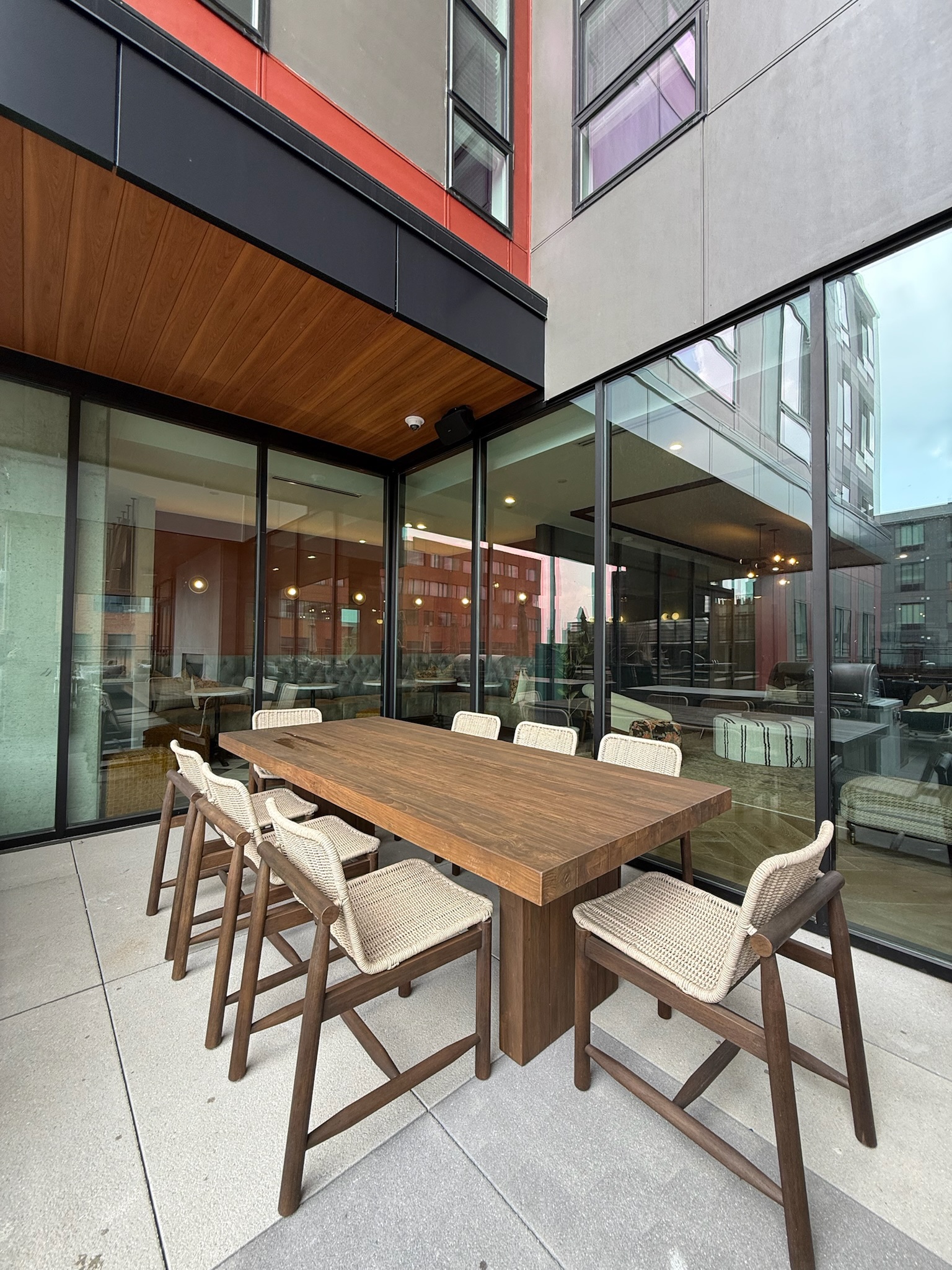 Pool deck seating area at Rambler Columbus