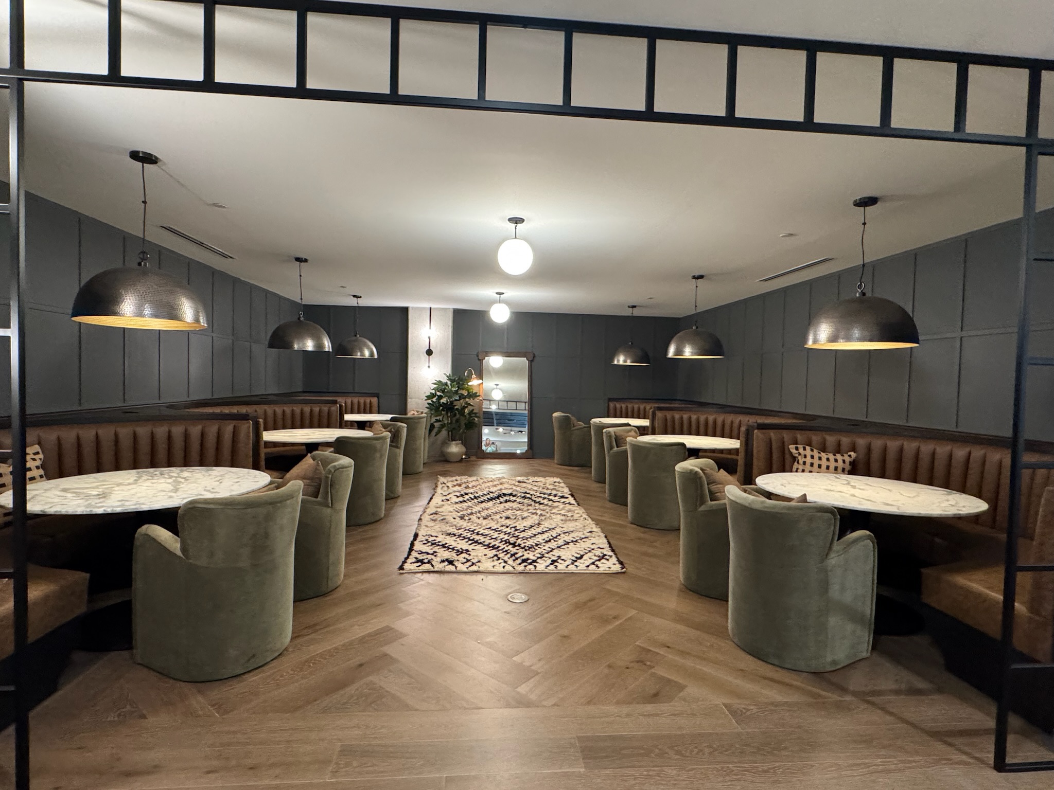 Booths inside the study mezzo at Rambler Columbus.