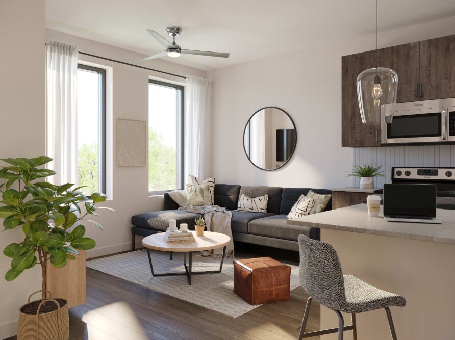 Liiving room rendering Rambler Columbus